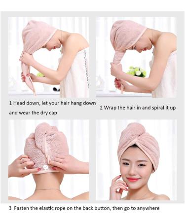 Ultra Absorbent Women s Hair Towel Wrap - Quick Drying Spa Turban for Long Thick Hair - Soft Dusty Pink Cap with Button Loop - Buy Online on GoSupps.com
