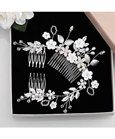 Flayem Wedding Bridal Comb & Crystal Wick Helmet - Flower Hair Accessories for Women & Girls (3 Pack) - Buy Online on GoSupps.com