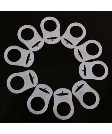 Pack of 10 Baby Pacifier Holders | Soft Silicone Clip with Ring Buttons - White - Buy Online on GoSupps.com