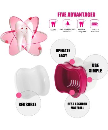 Buy Pink Prostheses Storage Box & Cleaner Brushes - Ideal Dentistry Case for Orthodontic & Braces Care - Buy Online on GoSupps.com