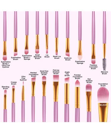 MUJGAN 20 Pieces Makeup Brush Set Professional Face Eye Shadow Eyeliner Foundation Blush Lip Makeup Brushes Powder Liquid Cream Cosmetics Blending Brush Tool (Pink) - Buy Online on GoSupps.com
