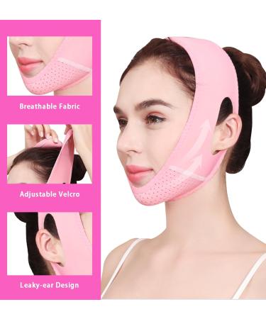 CURELIX Double Chin Reducer | Reusable V Line Lifting Belt & Face Lift Mask for Women (Pink) - Shop Now - Buy Online on GoSupps.com