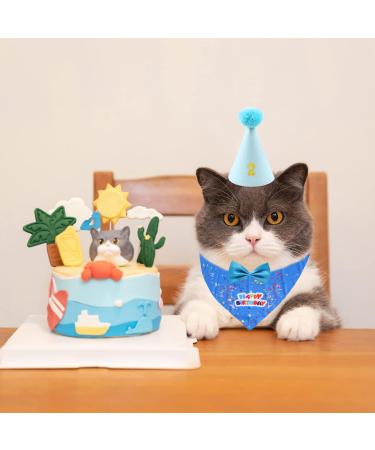 4-Piece Set Pet Birthday Party Supplies Dog Triangle Scarf Birthday Hat Dog Bow Tie Gold Powder Digital Patch Pet Party Celebration Decor for Small Medium Large Pets (Blue) - Buy Online on GoSupps.com