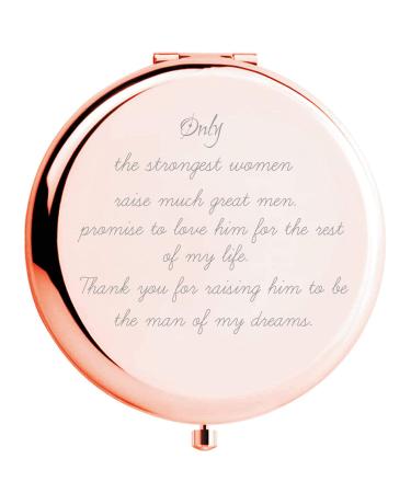 Fnbgl Travel Makeup Mirror Inspirational Gift Birthday Gift Ideas for Women Personalized Compact Pocket Makeup Mirror Gift for Sister Friends Girls Daughter Rose Gold Rose Gold Strongest Women