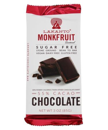 LAKANTO, BAR, MONKFRUIT, SF, CHOCOLATE W/CACAO - Pack of 8