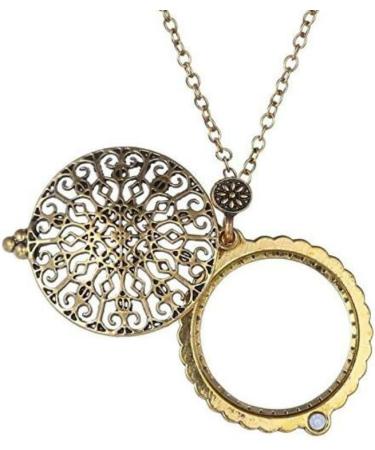 AKOAK 5X Portable Vintage Magnifying Glass Pendant Necklace for Library Reading Fine Print Zooming Increase Vision Jewelry and Gift (Flower-1) - Buy Online on GoSupps.com