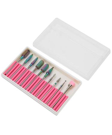 Manicure drill nail lathe nail drill stainless steel 10 pieces nail art grinding head distance dead skin nail drill loops polishing headset