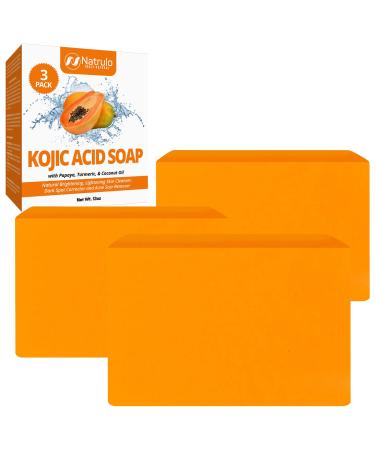 Kojic Acid Soap for Face & Body - All Natural Kojic Acid with Turmeric Skin Soap Bar - Kojic Face Soap for Even Tone, Bright Complexion, Glowing Skin - Kojic Acid Soap for All Skin Types Made in USA (4 Ounce (Pack of 3))