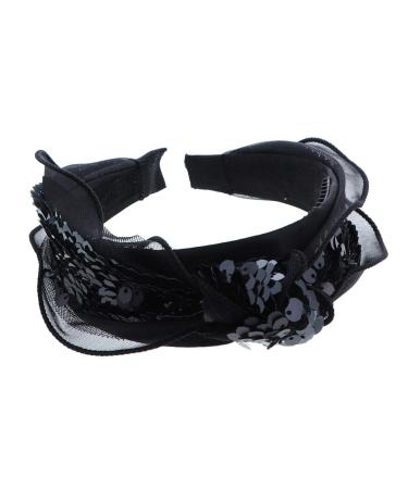 Black Sequin Tulle Knot Headband by Motique Accessories - Holiday Beauty - Buy Online on GoSupps.com