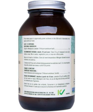 Flora Health Pines Brand Wheat Grass Powder Certified Organic Low Temperature Dried Contains Vitamins Minerals Chlorophyll All Essential Amino Acids Fibre and Antioxidants - 225g Powder - Buy Online on GoSupps.com