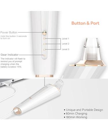 USB Rechargeable Blackhead Remover Pore Vacuum Kit - 3 Suction Power - Facial Pore Cleaner for Men & Women (White) - Buy Online on GoSupps.com