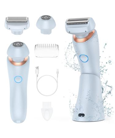 Electric Razors for Women 2 in 1 Bikini Trimmer Womens Face Shavers Hair Removal for Underarms Legs Bikini Areas Ladies Body Hair Trimmer IPX7 Waterproof Rechargeable Wet & Dry Painless Shaving