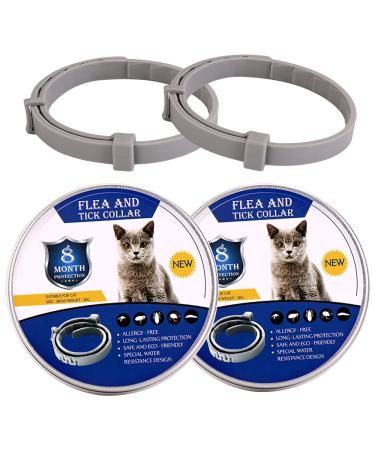 BUDOCI Pet Flea Collar Small Size Flea and Tick Prevention for Cats, 2 Pack Flea and Tick Collar for Cats, 38cm/15 inch, 8 Month Protection