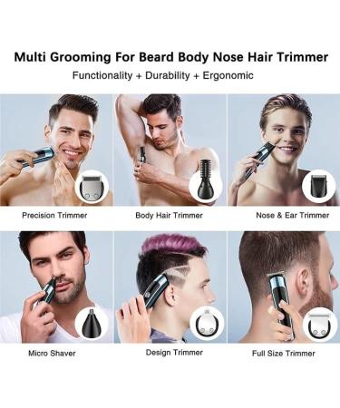 Hair Clippers for Men 6 in 1 Multi Grooming Kit for Men Rechargeable Beard Shaver Cordless Trimmer Hairs Cutting Clippers Body Ear Nose Hair Groomer - Buy Online on GoSupps.com