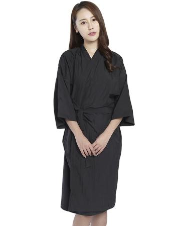 Kimono Style Salon Client Gown - 43 Inch Long (Black) | Hair Salon Smocks Capes - Buy Online on GoSupps.com