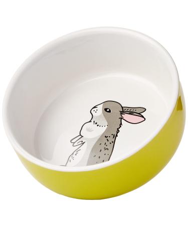 Nobby Rodent Ceramic Bowl Rabbit Green/White Diameter 11 cm x 4.5 cm Pack of 1 Green White