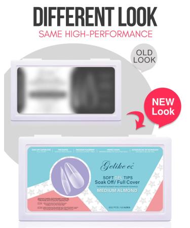 Gelike EC 552PCS Soft Gel Nail Tips Kit | Clear Cover Full Nail Extensions - Medium Almond | DIY Salon Gift - Buy Online on GoSupps.com