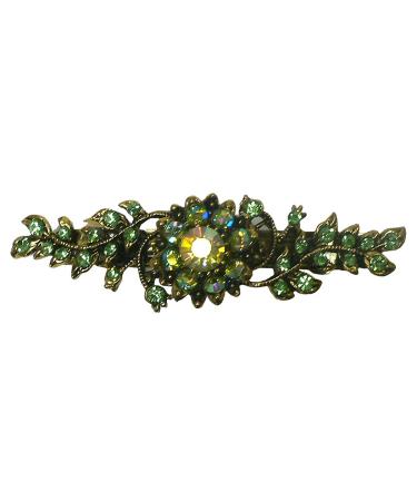 JCGY Mid Size Crystal Barrette Sparkly Crystals French Clip Clasp 5A86600-1green