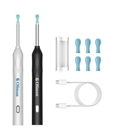 Oliman Ear Wax Removal - Earwax Remover Tool - Ear Cleaner with Camera - Earwax Removal Kit with Light - Ear Cleaner for for iPhone ipad Android Phones (Black or White) (White)