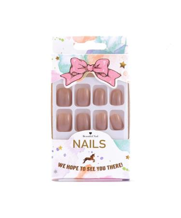 Brishow Apricot Artificial Ballerina Nails | 24 Stick-On Press-On Acrylic Nails for Women & Girls - Buy Online on GoSupps.com