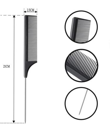 DAZISEN 3-Piece Anti-Static Hair Comb Set with Stainless Steel Handle - Fine Tooth Combs for Salon, Barber, Hairdressing - White - Buy Online on GoSupps.com