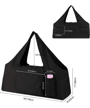 KUAK Large Yoga Mat Bag with Full Zipper Closure & 5 Pockets - Durable Yoga Mat Tote Sling for Women, Fits Most Size Mats - Black - Buy Online on GoSupps.com