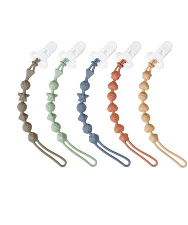 Pandaear 5 Pack Baby Pacifier Chain - Silicone Universal Holder for Boys & Girls - Continuous Design Toy Pacifier Band - Buy Online on GoSupps.com
