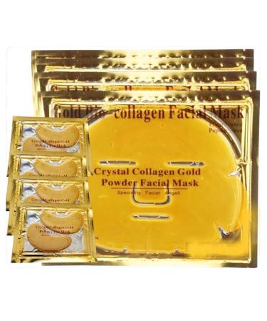 RuiLuxe Bio Collagen Facial sheet and under eye Masks Anti Aging Puffiness Spa-like experience Hydrolyzed Collagen Fine Lines Treatment 24K Gold Collagen Sheet Masks