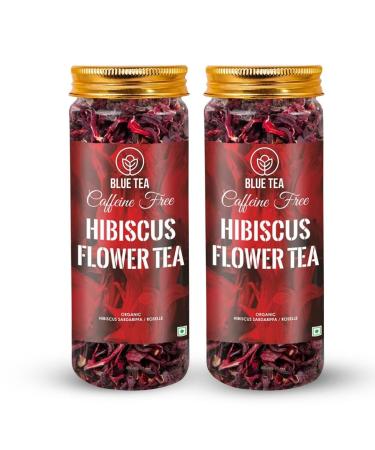 BLUE TEA - Hibiscus Flower Herbal Tea 100 Gram (Pack of 2) || NATURAL COLORANT | Detox || Used for Iced Tea Cocktails Mocktail & Syrups - Vegan - GMO Free |