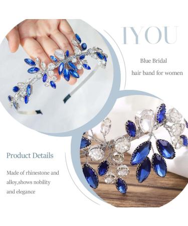 IYOU Women Wedding Headband Blue Bling Rhinestone Hair Pieces Crystal Tiara Baroque Bridal Headpiece Hair Accessories for Brides Evening Party Prom Photography - Buy Online on GoSupps.com