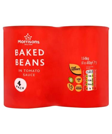 Morrisons Baked Beans in Tomato Sauce 4 x 410g cans (Forced)