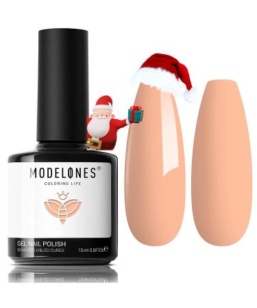 Modelones gel nail polish orange 15ml spring pastel soft light light orange soac off gel polish shellac nail polish for UV/LED nail lamp Long -lived French manicure nail light summer high -gloss smooth