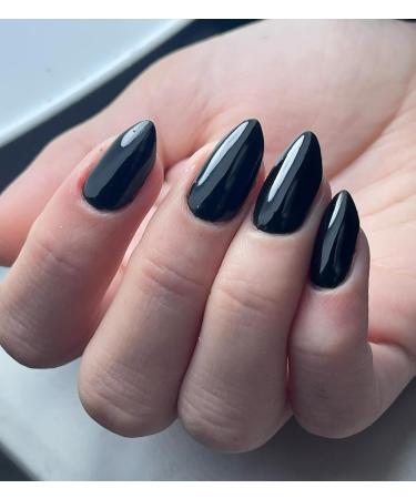 360pcs Glossy Black Almond Press on Nails - Medium Length Fake Acrylic Nails with Adhesive Tabs for Women & Girls - Buy Online on GoSupps.com
