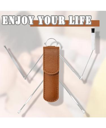 Earwax Cleaner Tool Set - 6 Pcs Spiral Stainless Steel Ear Picks Kit for Ear Wax Removal - Portable Cleaning Kit with PU Leather Case (Brown) - Buy Online on GoSupps.com