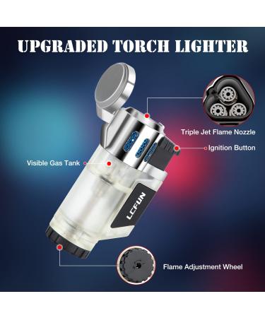 Torch Lighter 2 Pack Triple Jet Lighter Refillable Butane Lighter Fluid Gas Lighter 3 Flame Windproof Lighter--Butane Not Included (Black  Silver) - Buy Online on GoSupps.com