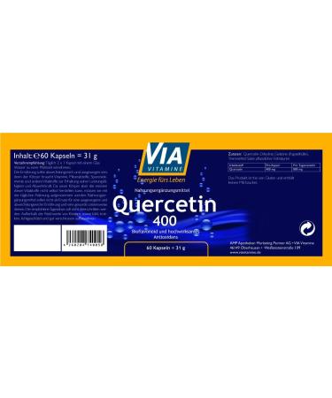 Quercetin 400 mg - 60 Capsules | High-Potency Antioxidant Supplement for Immune Support | Shop Internationally - Buy Online on GoSupps.com