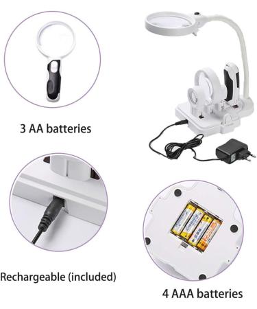 Magnifier Handheld and Desktop Magnifing Multi Functional 2X 5X 16X LED Lighted Folding Design with 6 Adjustable LED Lights for Reading Hobbies Crafts Workbench Diamond Art - Buy Online on GoSupps.com