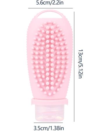 Travel Size Silicone Shampoo Bottle with Brush - Portable Leakage-Proof & Non-Slip Handle - Light Pink | Perfect for On-the-Go Use - Buy Online on GoSupps.com