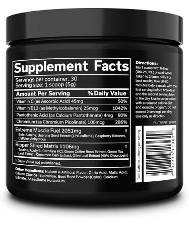 JNX SPORTS  The Ripper! Shredding Thermogenic Fat Burner for Men & Women   Advanced Fast Acting Stim Thermogenesis  Appetite Suppressant  Extreme Energy & Focus Supplement   Fruit Punch  30 Servings - Buy Online on GoSupps.com