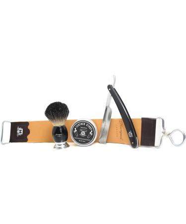 Vintage Shaving Set for Men | HARYALI LONDON | Straight Razor Badger Hair Brush & Leather Strop - Buy Online on GoSupps.com