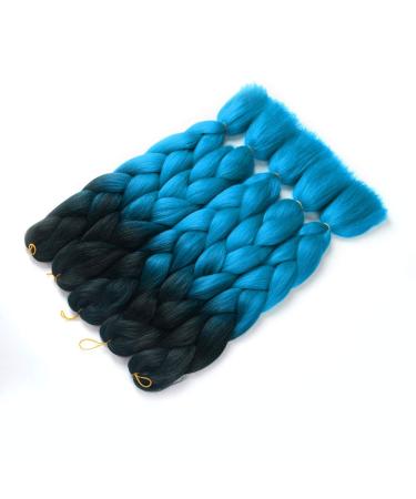 Showjarlly Jumbo Braid Art Hair Extensions - 24 Inch Ombre KanCalon Braids (5 Pack) for Crochet Twist & Box Braids - Black/Navy Blau - Buy Online on GoSupps.com