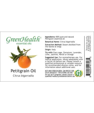 GreenHealth - Petitgrain 8 fl oz (237 ml) Glass Bottle w/Cap 100% Pure Essential Oil GreenHealth - Buy Online on GoSupps.com