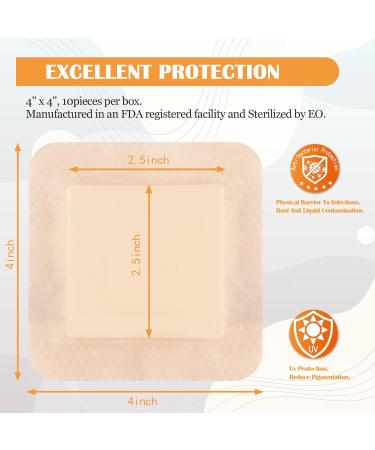 Silicone Adhesive Foam Wound Dressing 4x4 with Border - 10 Pack | Sterile 5-Layer Gel Pad for Pressure Ulcer, Leg Ulcer, Diabetic Foot Ulcer - Buy Online on GoSupps.com
