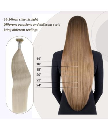 Nano Hair Extensions Human Hair Blonde Nano Beads Hair Extensions Human Hair Platium Blonde Hair Extensions Nano Straight Hair 20in 50g 1g/s #60A - Buy Online on GoSupps.com