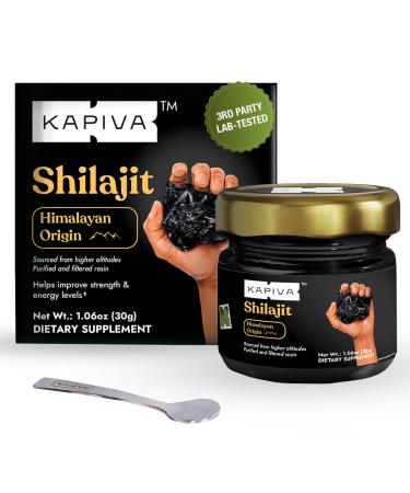 Kapiva 100% Pure Himalayan Shilajit Resin(30gm), High Potency for Men & Women | 120 Servings of 250mg | 80+ Trace Minerals, Upto 70% Fulvic Acid | Authentic | Natural Energy & Immune Support Himalayan Shilajit Resin 30gm