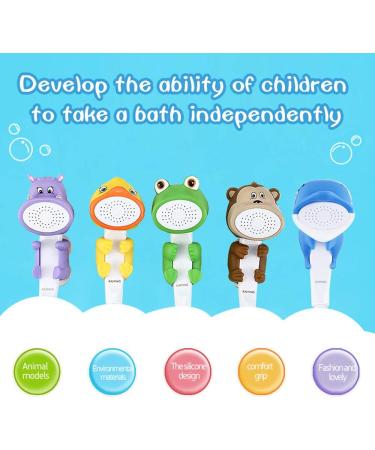 Hippo Shower Head for Toddlers | Kaiying Children's Shower Attachment with Hose & Deflection Valve | Baby Bathing Accessories - Buy Online on GoSupps.com