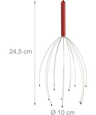 Relaxdays Head Massager - 12 Arm Metal Head Scratcher for Ultimate Relaxation - Red - Buy Online on GoSupps.com