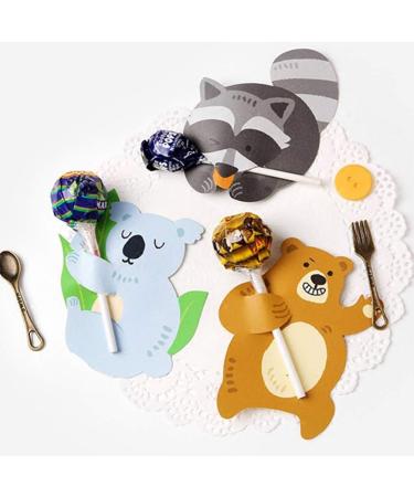 100 Pieces Cartoon Animal Lollipop Paper Cards - Perfect Wedding & Birthday Party Favors | International Shipping Available - Buy Online on GoSupps.com