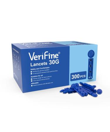Verifine Lancets for Diabetes Testing 30 Gauge Diabetic Lancets for Blood Testing and Glucose Testing - Fits Most Lancing Devices - Sterile Single Use 30G Blood Sugar Lancets 300 Count 300 Pcs