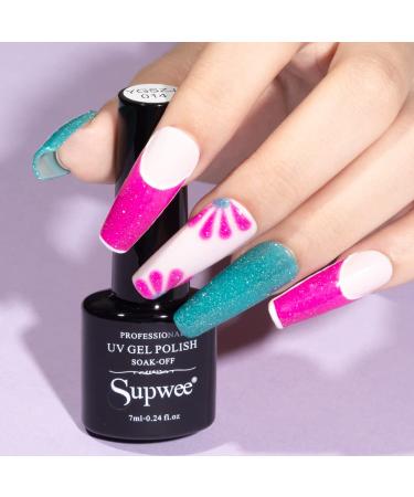 Supwee Neon Reflective Gel Polish - 8 Colors, 7ML (0.24fl oz) - Sparkle Glitter UV Gel Manicure for DIY at Home - Buy Online on GoSupps.com